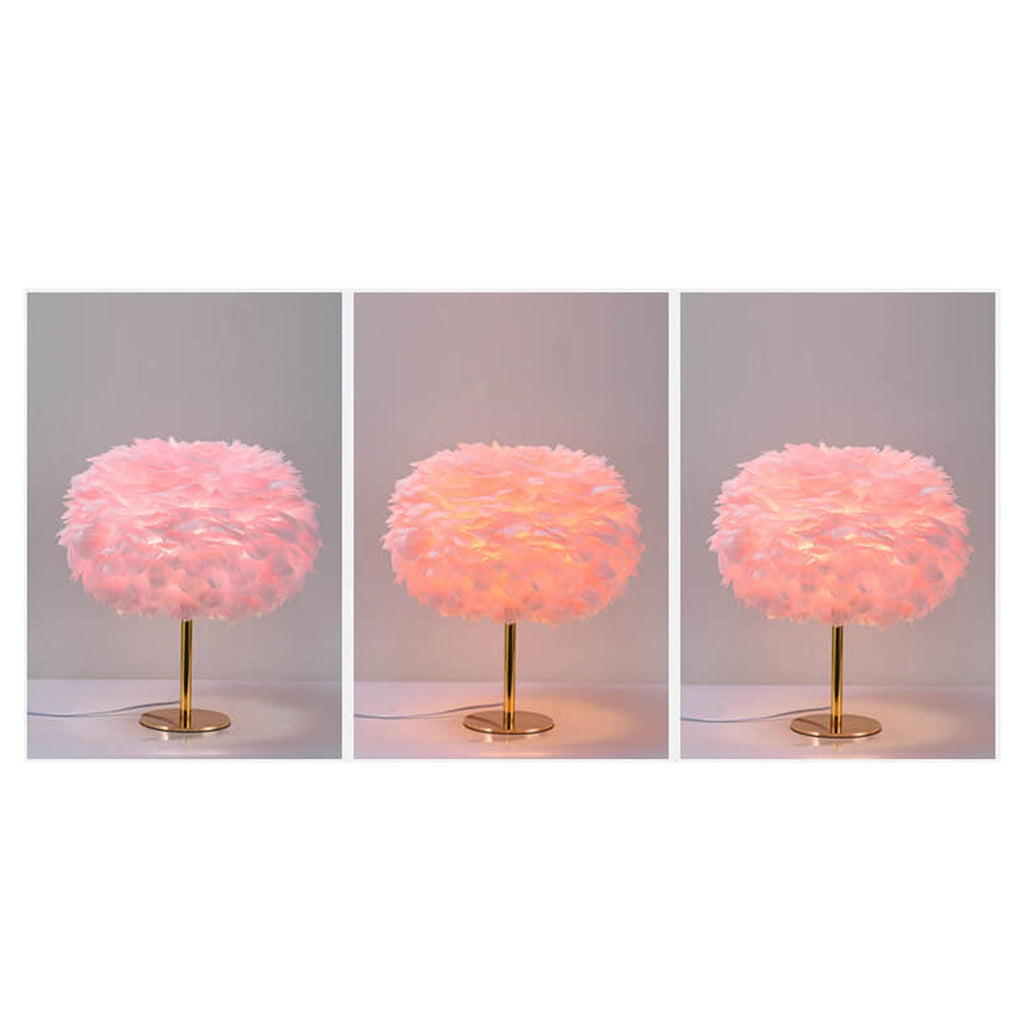 Goose Feather Round Iron Table Lamp