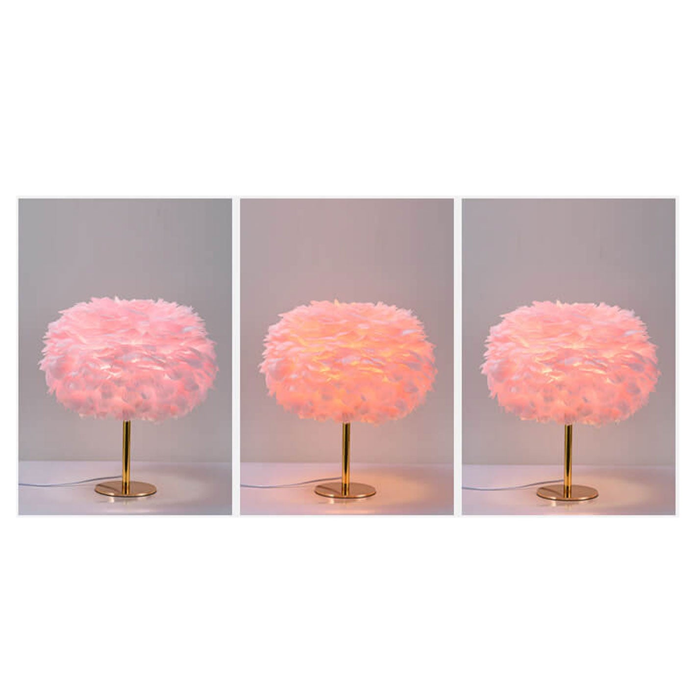 Goose Feather Round Iron Table Lamp