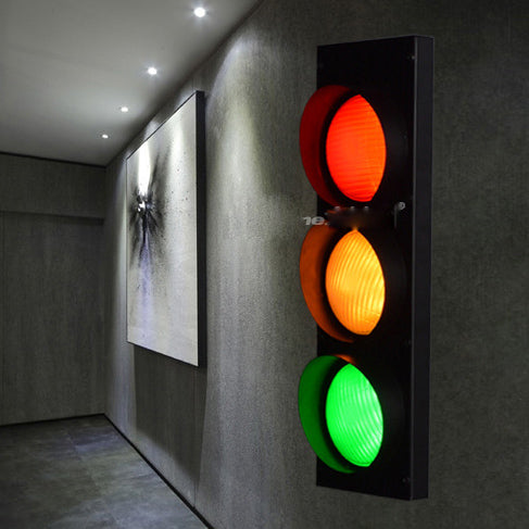 Rectangle Traffic Signal Iron Wall Lamp