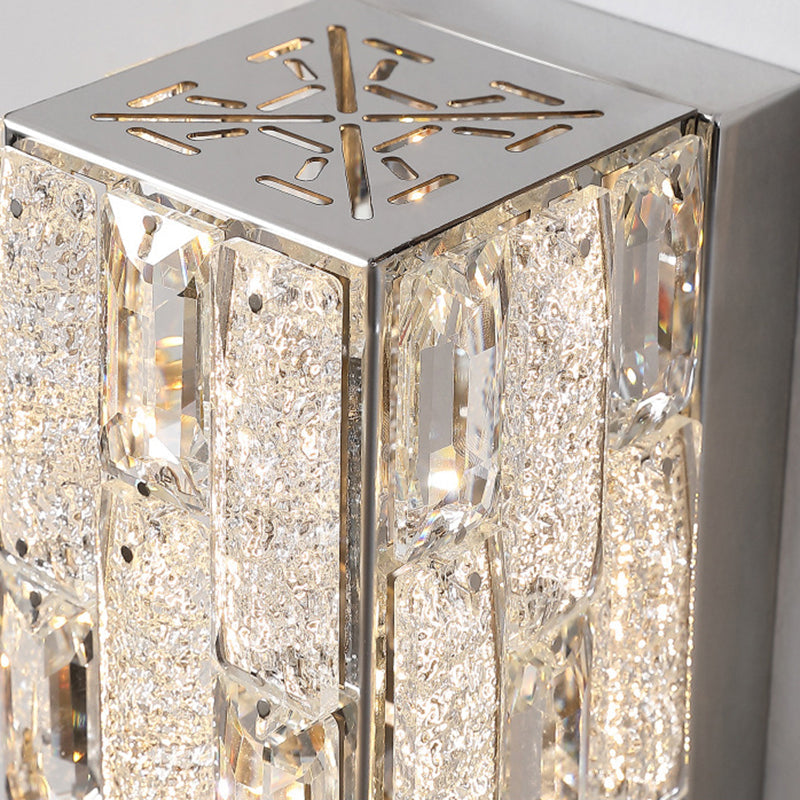 Rectangle Stainless Steel Crystal Wall Lamp