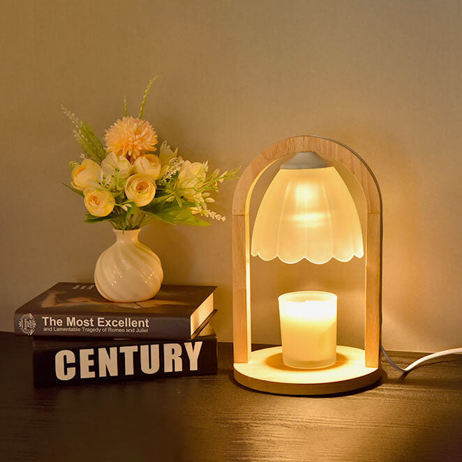Wood Ring Glass Dimmer Table Lamp