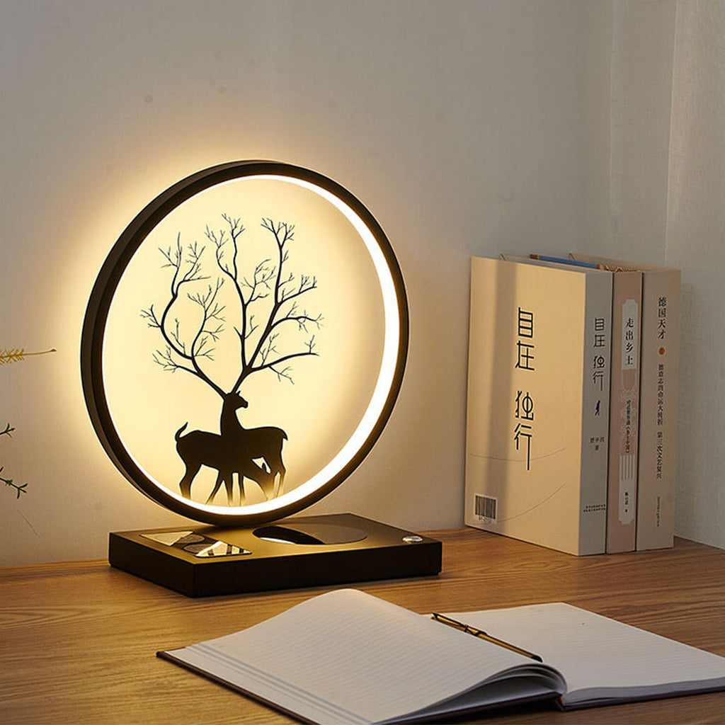Round Deer Design Wireless Table Lamp