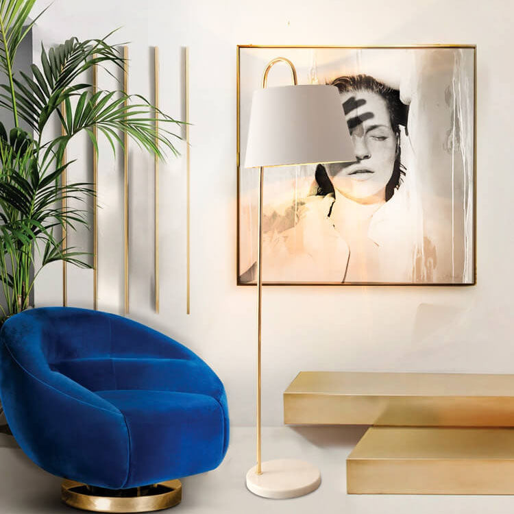 Solid Color Fabric Marble Floor Lamp
