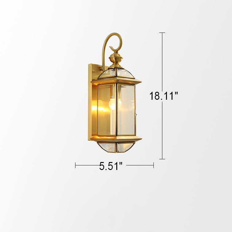 Copper Glass Square Lantern Outdoor Light