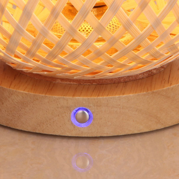 Bamboo Weaving Cage Portable Table Lamp