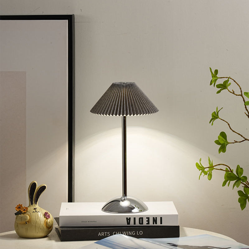 Rechargeable Iron Fabric Conic Table Lamp