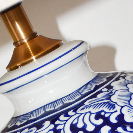 Fabric Hand-Painted Celadon Living Table Lamp