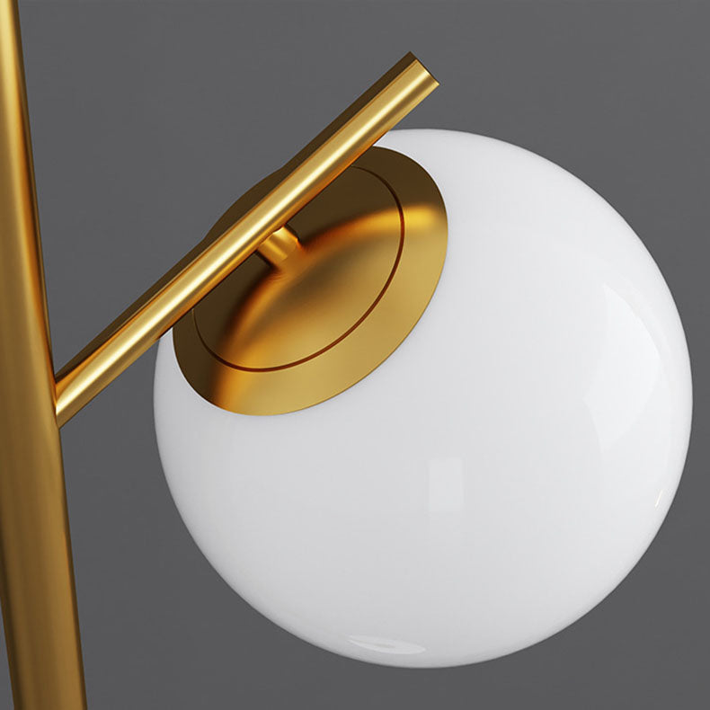 Orb Pillar Metal Marble 3-Light Floor Lamp