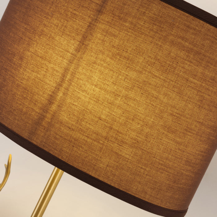 Fabric Brass Cylinder Deer Table Lamp