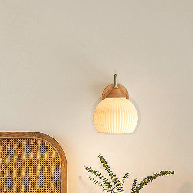 Striped Glass Round Log Wall Lamp