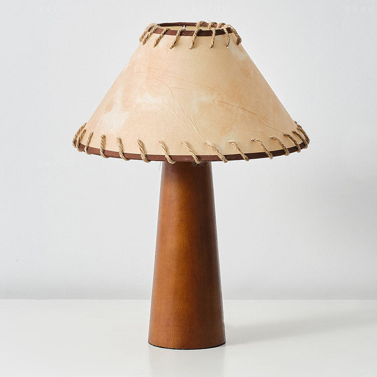 Solid Wood Parchment Cone Table Lamp