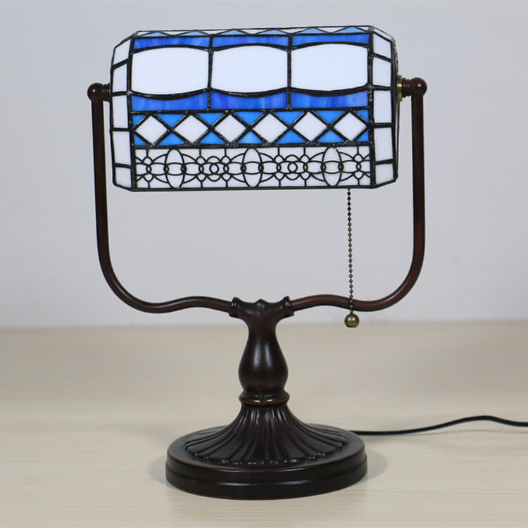 Geometric Stained Glass Bank Table Lamp