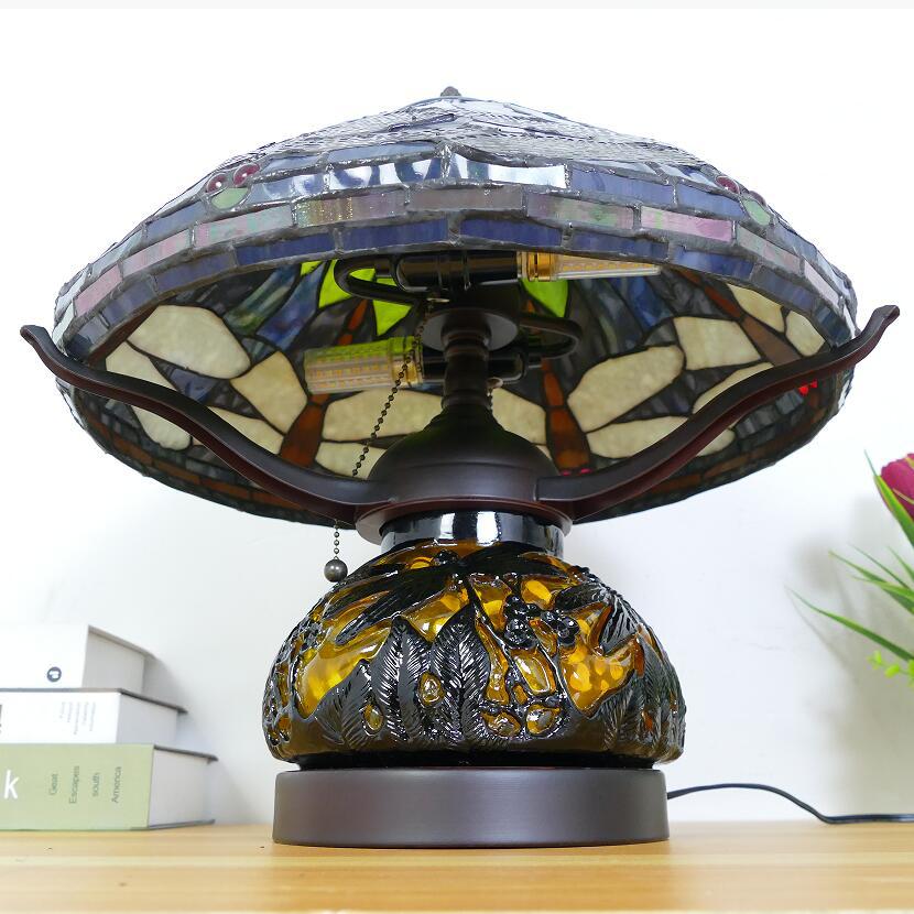 Iron Glass Conic Dragonfly 2-Light Table Lamp