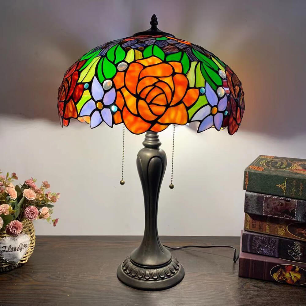 Umbrella Flower Dragonfly Alloy 2-Light Table Lamp