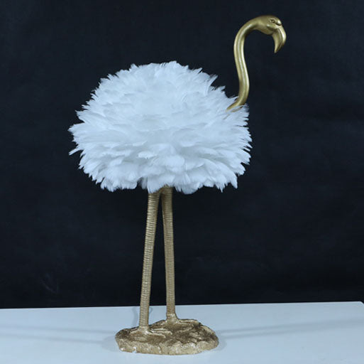 Goose Feather Metal Flamingo Table Lamp