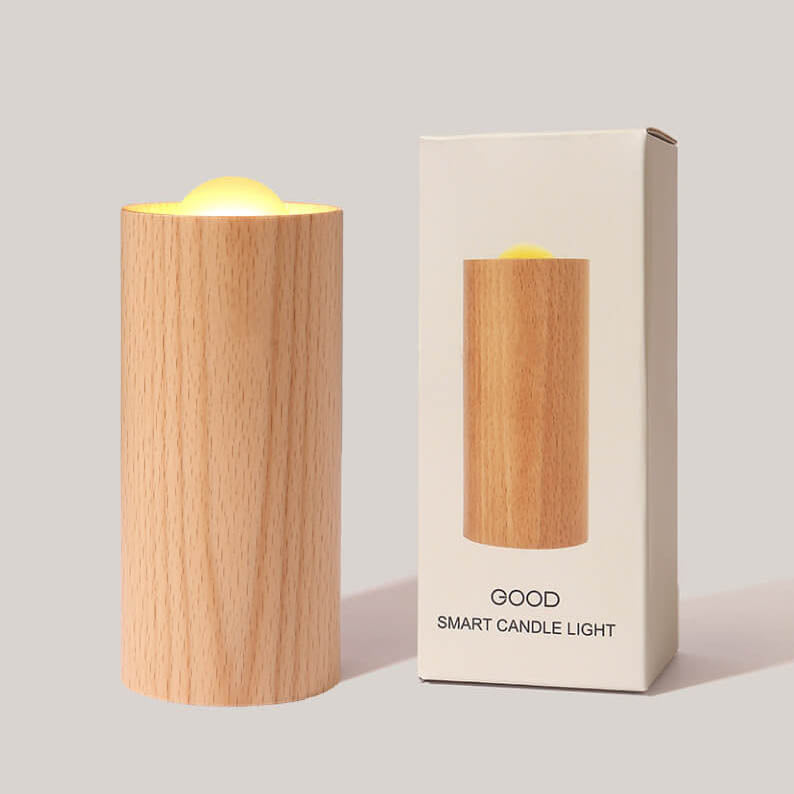 Wooden Cylindrical Table Lamp
