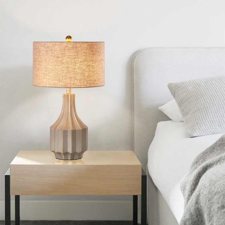Solid Color Resin Fabric Table Lamp
