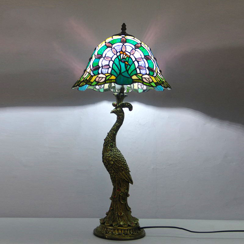 Peacock Gem Dome Glass Table Lamp