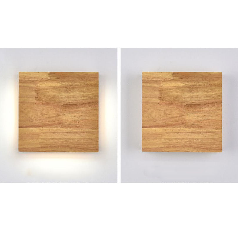 Log Wood Rectangular Wall Lamp