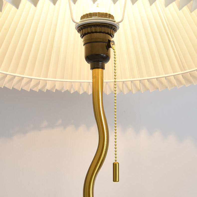 Pleated Cone Marble Floor Lamp