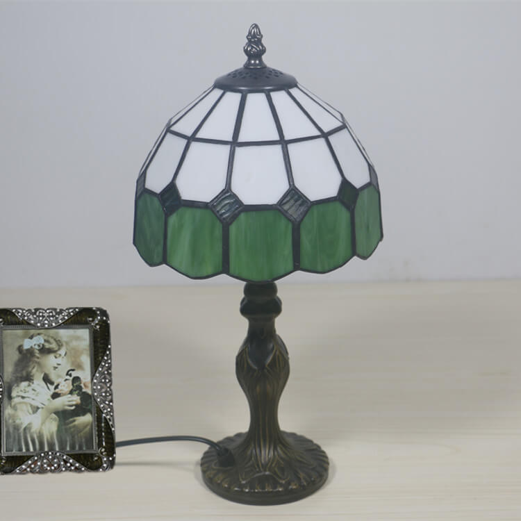 Gemstone Stained Glass Round Table Lamp