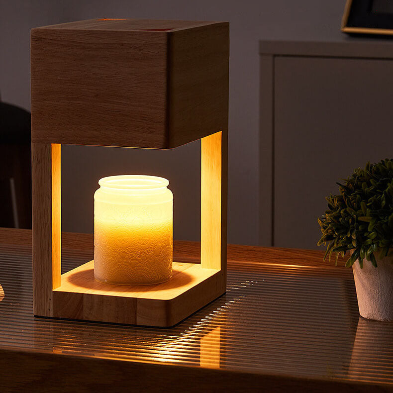 Log Square Geometry Melting 2-Light Table Lamp