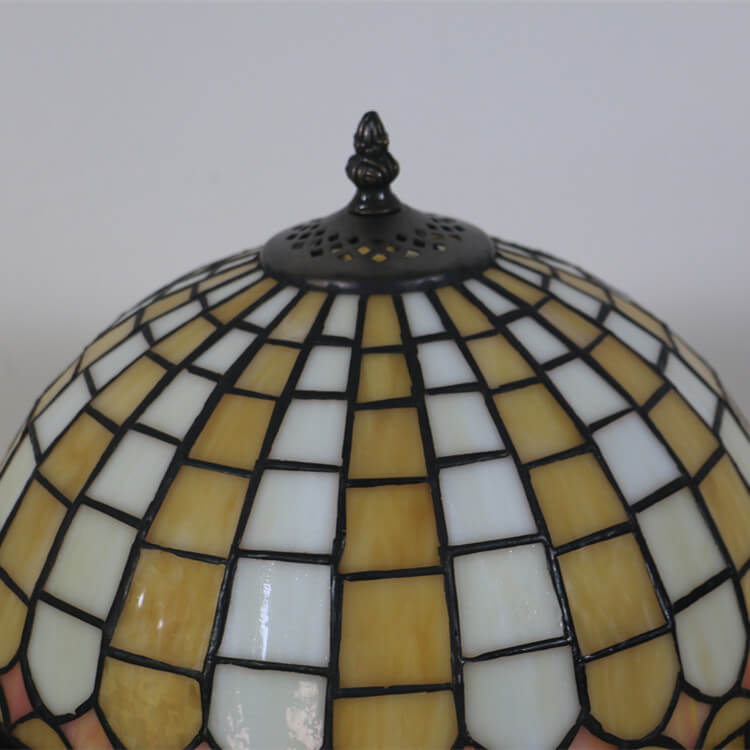 Yellow Plaid Stained Glass Table Lamp