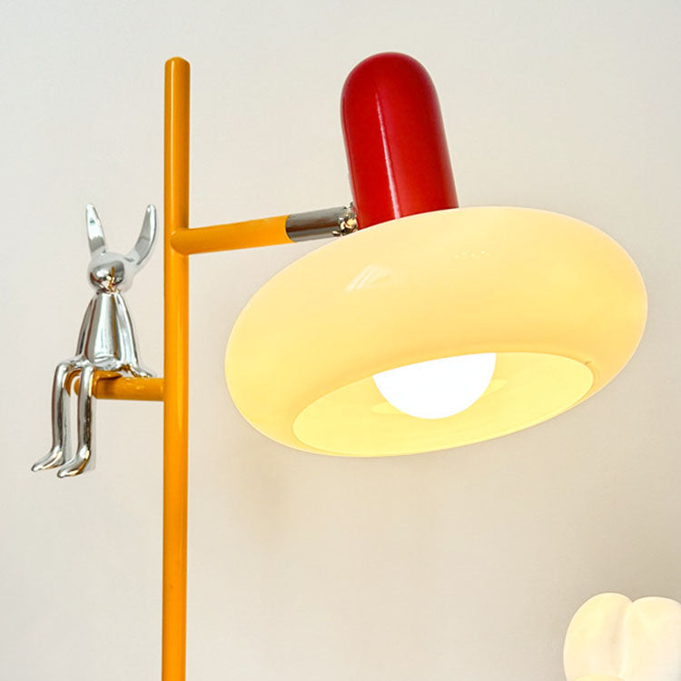 Round Glass Iron Rabbit Table Lamp