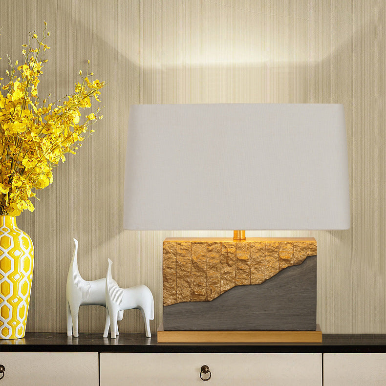 Rectangular Trapezoidal Painted Fabric Table Lamp