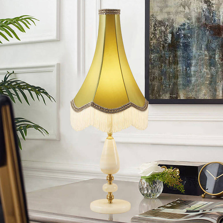 Fabric Fringed Horn Table Lamp