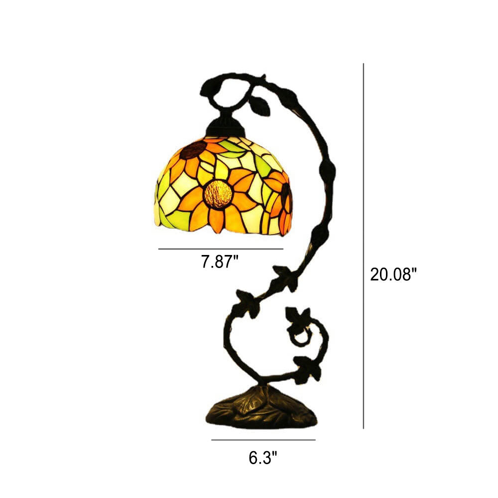 Rose Stained Glass Vine Table Lamp