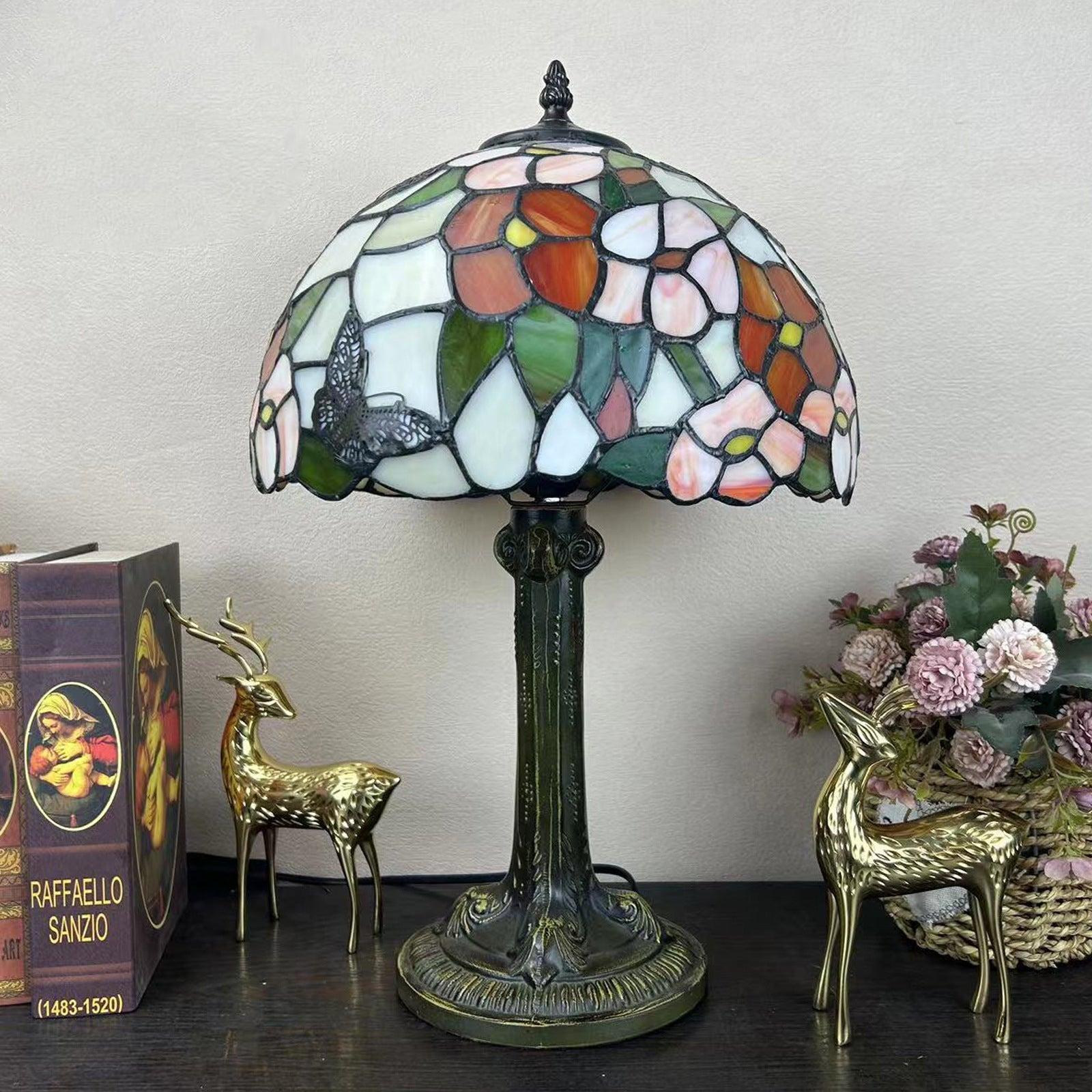 Metal Hardware Glass Semicircular Table Lamp