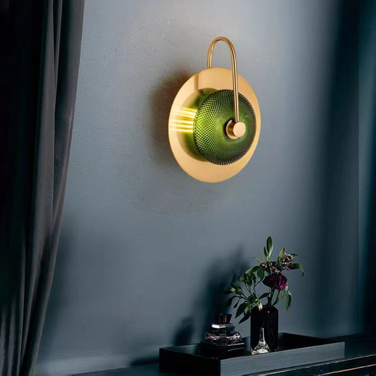 Round Disc Iron Glass Wall Lamp