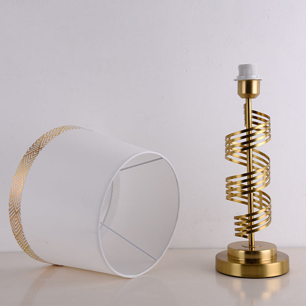 Cylinder Iron Fabric Bedroom Table Lamp