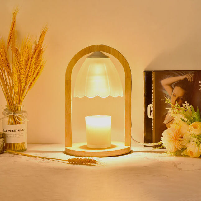Wood Ring Glass Dimmer Table Lamp