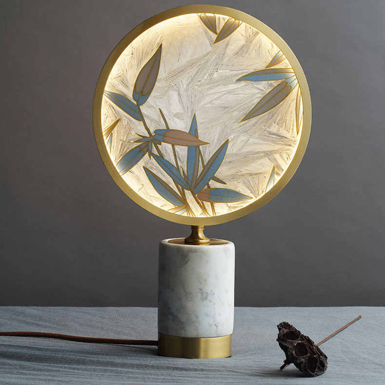 Hand Painted Enamel Round Table Lamp