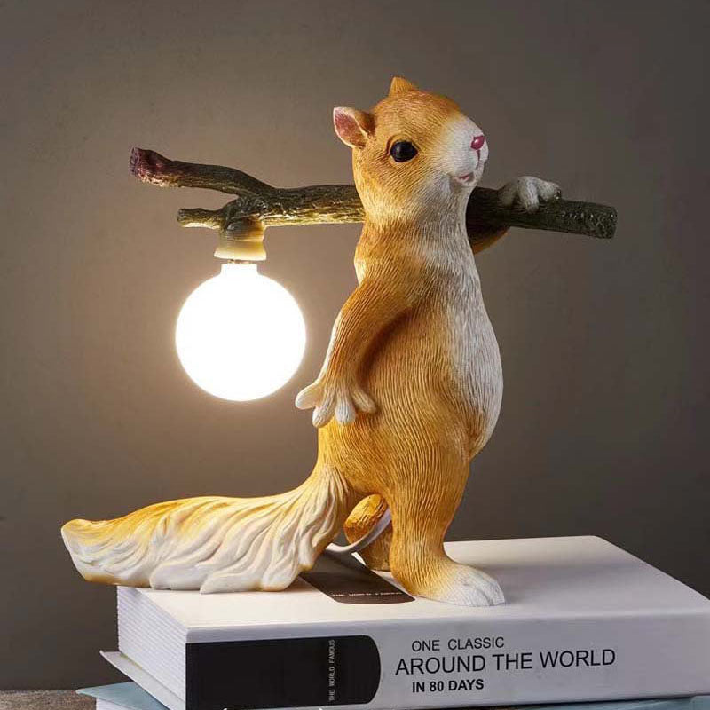 Squirrel Resin Glass Bedroom Table Lamp
