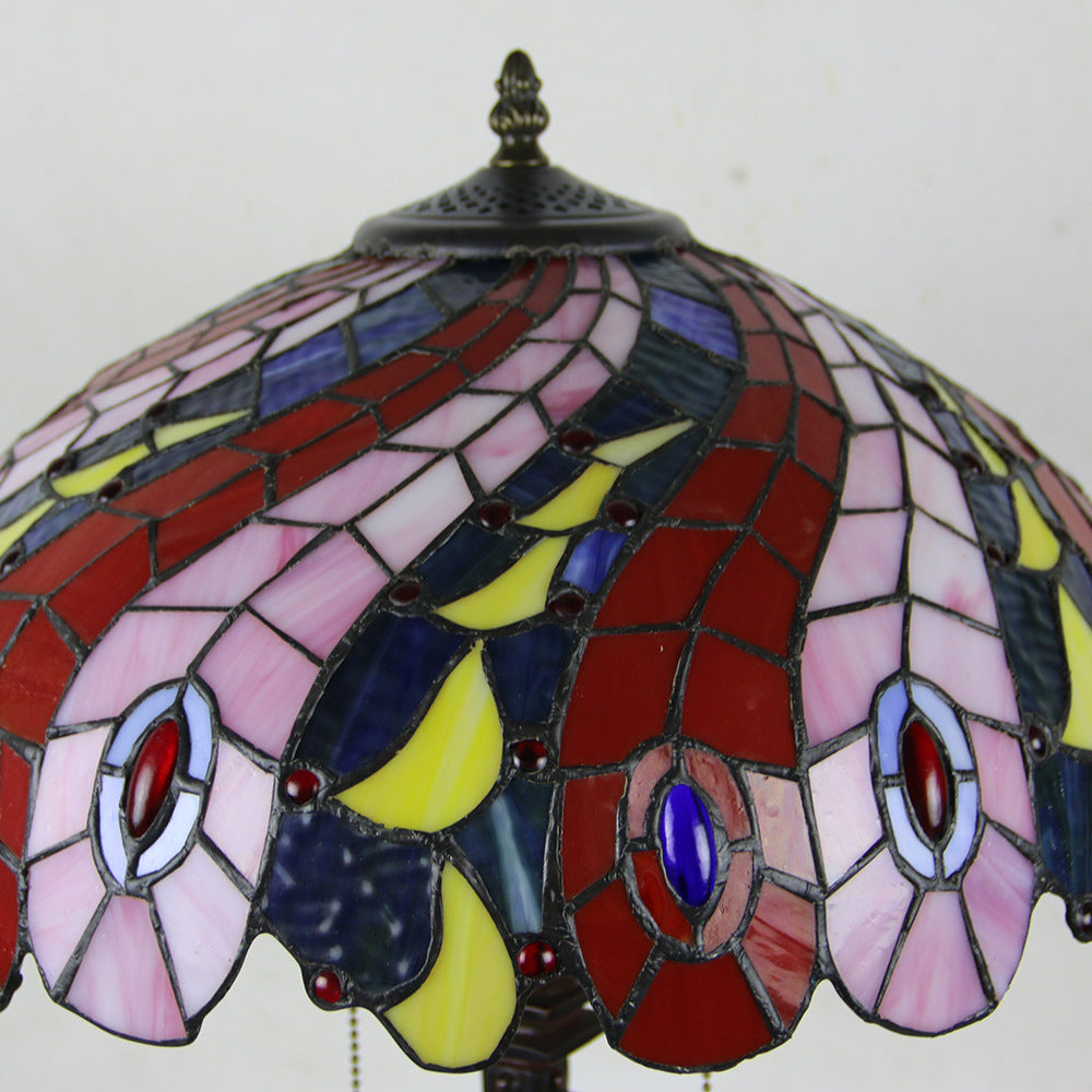 Mediterranean Stained Glass Cone 2-Light Table Lamp