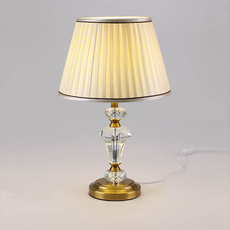 Crystal Pillar Fabric Table Lamp