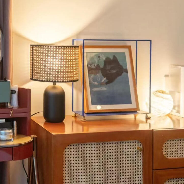 Rattan Weaving Metal Table Lamp
