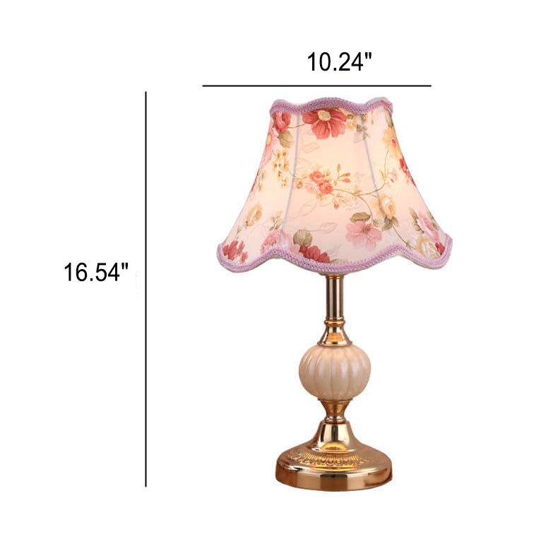 Floral Glass Fabric Table Lamp