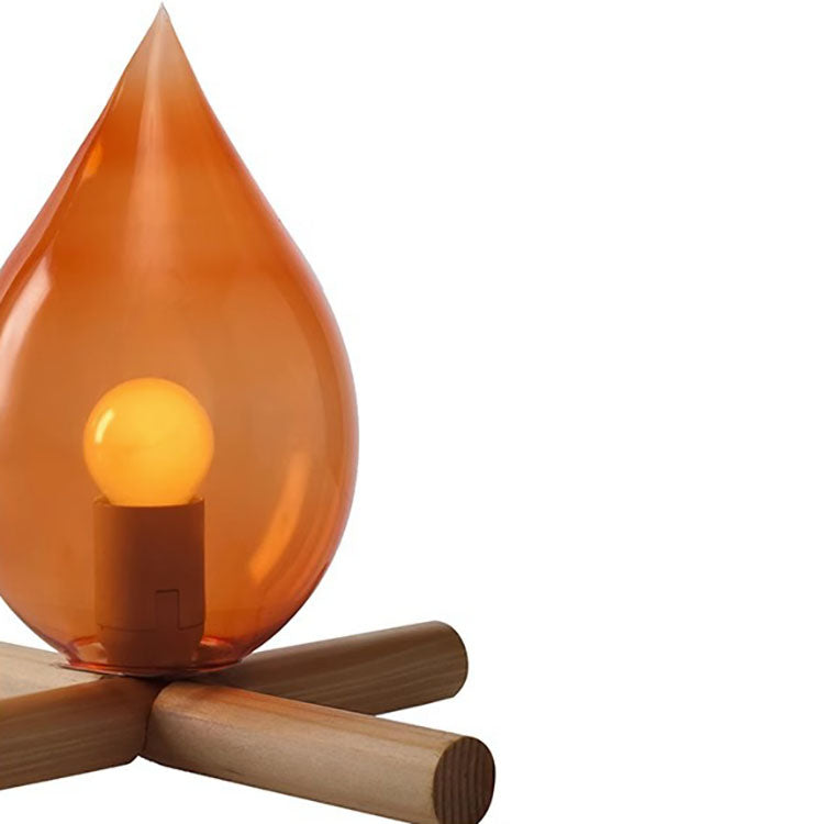 Fire Wood Glass Living Table Lamp