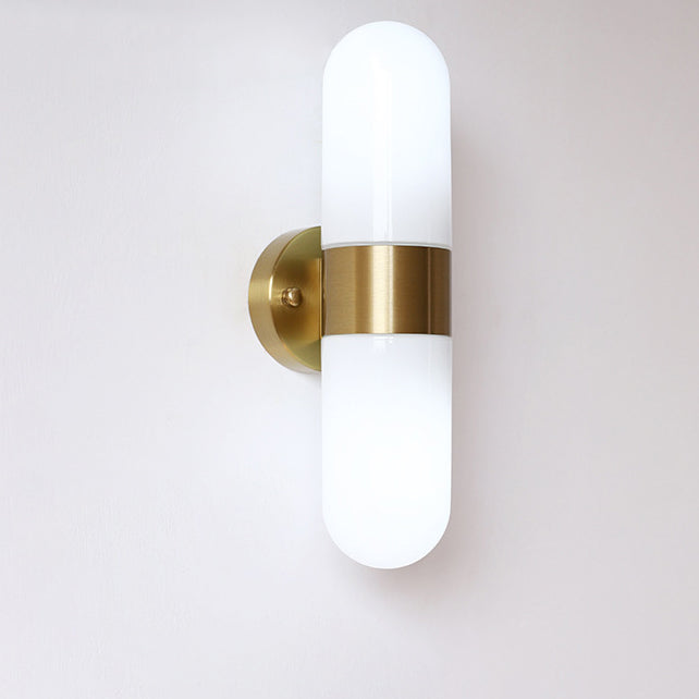 Capsule Iron Glass Bedroom 2-Light Wall Lamp