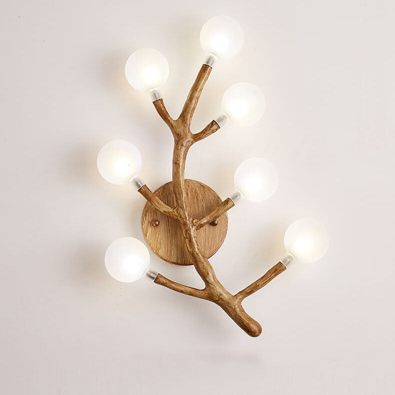 Resin Tree Fork Glass 7-Light Wall Lamp