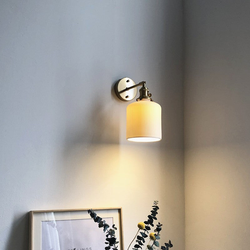 Cylinder Oval Brass Lucite Wall Lamp