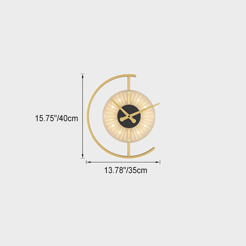 Gold Finish Frame Clock Wall Lamp