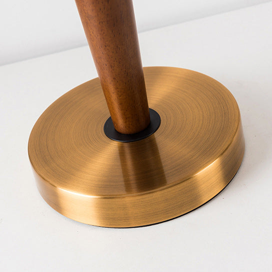 Fabric Round Wood Metal Table Lamp