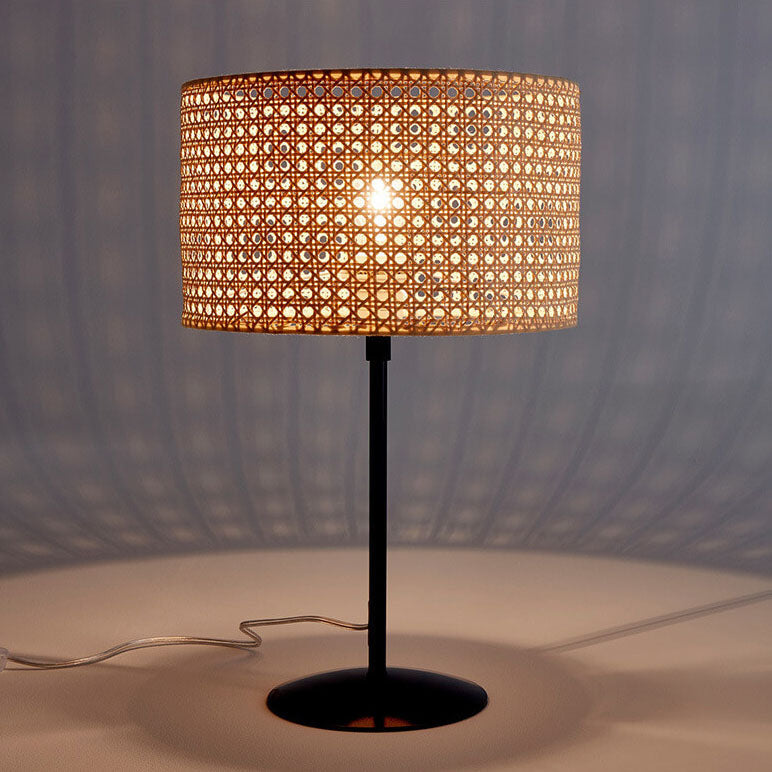 Rattan Weaving Cylinder Home Table Lamp