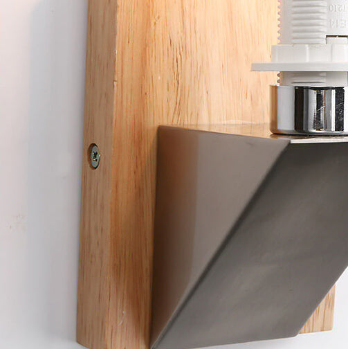 Square Glass Solid Wood Wall Lamp