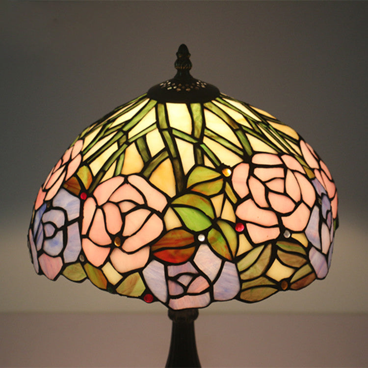 Rose Flower Stained Glass Table Lamp
